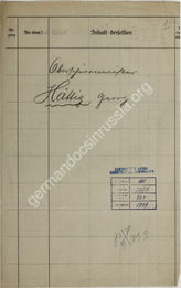 Akte 364. Personalakte des Oberschirrmeisters Georg Hättig (19.11.1864 in Schönberg/Lahr)