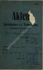Akte 447. Personalakte des Unterzahlmeisters Wilhelm Haerter (6.1.1887 in Rummelsburg)