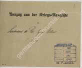 Akte 370. Auszug aus der Kriegsrangliste für den Leutnant der Reserve Hugo Wellner (4.2.1894 in Bettingerode/Wolfenbüttel)